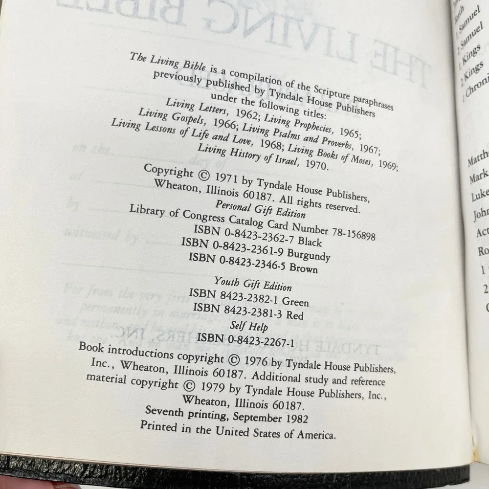 Vintage Tyndale The Living Bible Paraphrased Faux Leather Red Letter Christian